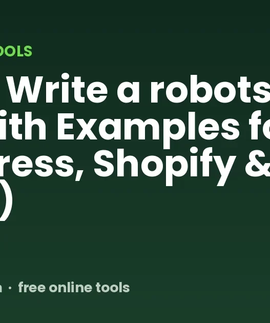 How to Write a robots.txt File (With Examples for WordPress, Shopify & Next.js)
